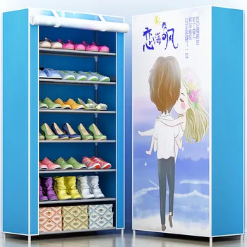 

Shoe cabinet 7-grid fashion 3D painting Non-woven fabrics Shoe rack organizer removable shoe storage for home furniture
