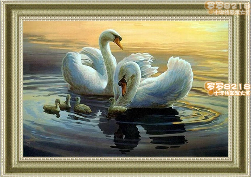 

Top Quality lovely classical 14CT 11CT 18CT 16CT counted cross stitch kit swan family swans love