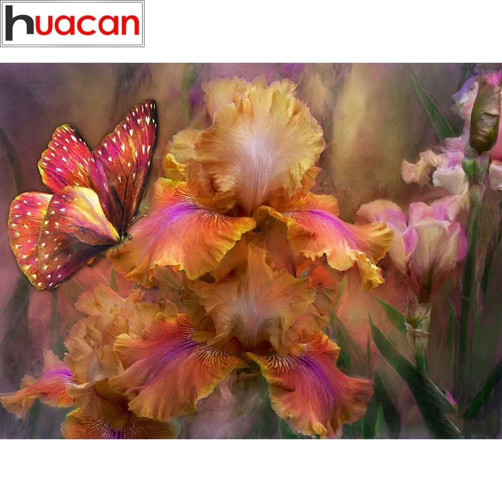 

HUACAN Diamond Mosaic Flowers 5D DIY Diamond Painting Butterfly Butterfly Decoration Home Picture Of Rhinestones