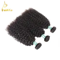 HairUGo монгольские кудрявые вьющиеся волосы пучки не Реми 100% человеческих волос для наращивания Природа Цвет 3 пучки афро кудрявые вьющиеся