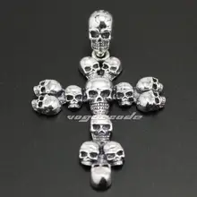 Серебро 925 пробы череп крест Мужская подвеска для байкеров мужское металлическое кольцо "череп" 8C022