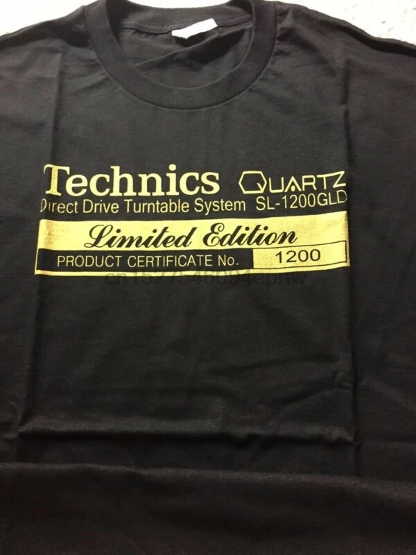 

TECHNICS QUARTZ SL-1200GLD RARE GOLD SHIMMER INK LIMITED EDITION DJ T-SHIRT