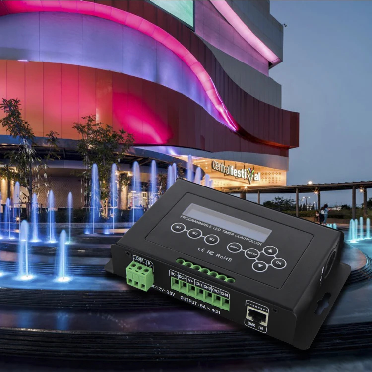

BC-322-6A DC12V-36V Timer LED Dimmer Aquarium Controller Led Srip Light Controller DMX 512 input Programmable with LCD display