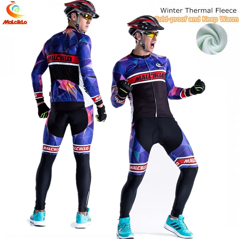 

Malciklo High Quality Fleece Winter Cycling Clothing Bike Wear MTB Jerseys Cycling Sets 2018 Men's Cycling Jersey Skinsuit