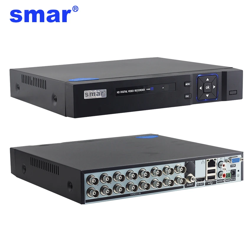 Najtaniej Smar 16CH 5w1 AHD dvr wsparcie CVBS TVI AHD analogowe kamery ip HD P2P chmura H.264 VGA HDMI wideorejestrator RS485 Audio