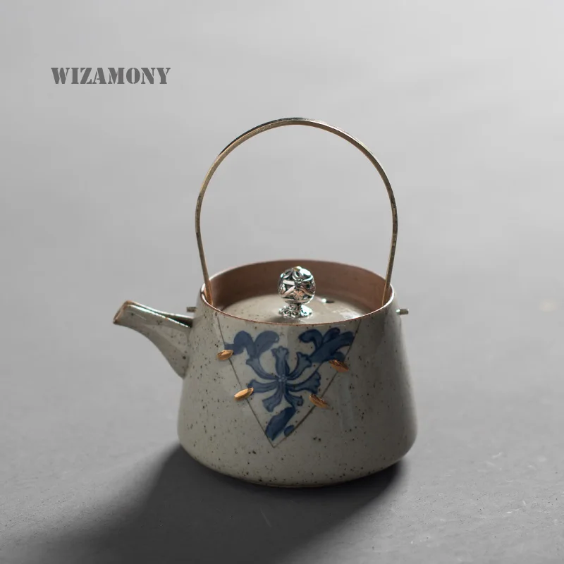 WIZAMONY японский старинный чайный сервиз глазурь селадон Zisha Ceramics сине белый