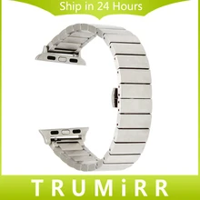 Qucik acier inoxydable bande + adaptateurs pour iwatch apple montre 38mm 42mm Poignet Bracelet Lien Bracelet Noir Or Rose argent