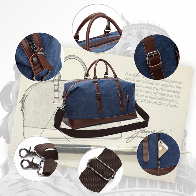 MARKROYAL Canvas Leather Men Travel Bags Carry On Luggage Bag Men Duffel Bag Handbag Travel Tote Large Weekend Bag Dropshipping 3