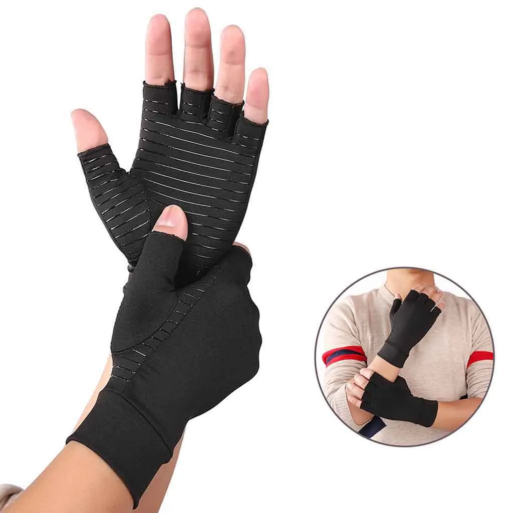 1Pair Arthritis Copper Compression Hand Gloves Fit Carpal Tunnel Hand Wrist Brace Support Highest Copper Content Alleviate