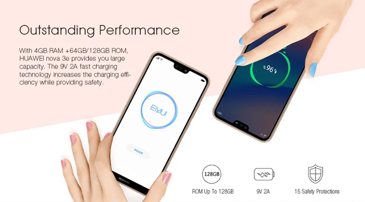 HUAWEI NOVA 3E 4GB RAM 128GB ROM Hisilicon Kirin 659 2.36GHz Octa Core 5.84 Inch 2.5D FHD+ Full Screen Dual Camera Android 8.0 4G LTE Smartphone
