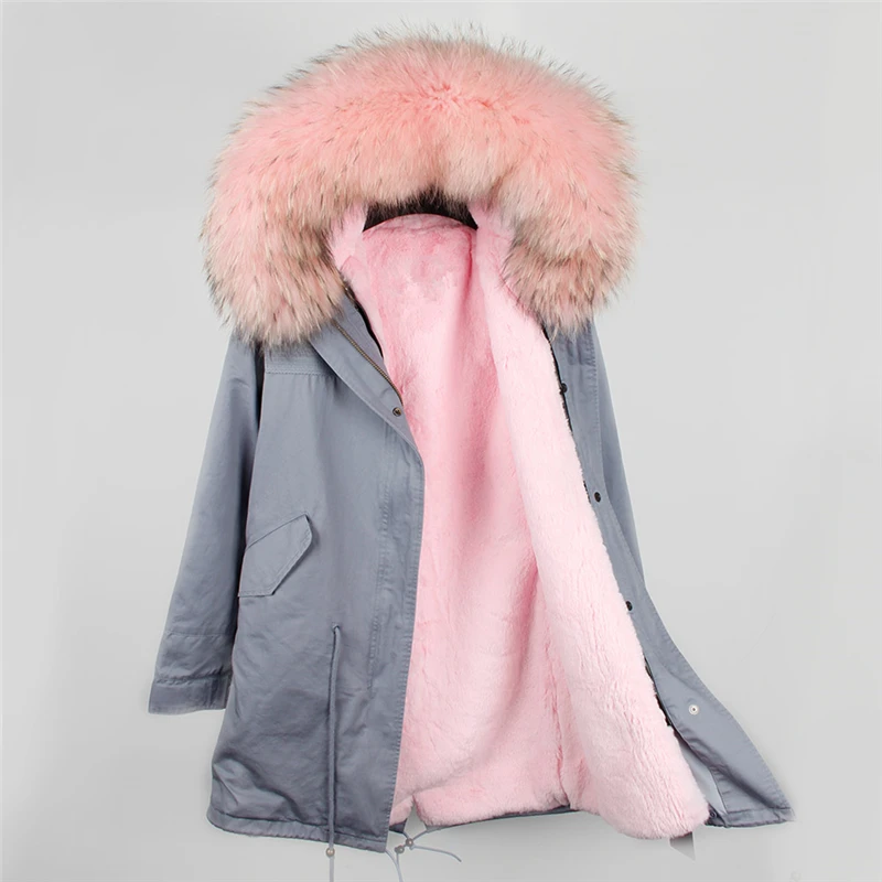 Пальто с натуральным мехом, бренд, новинка, большой мех енота, с капюшоном, Длинная зимняя куртка, Женская парка, натуральный мех, для женщин, толстая теплая подкладка