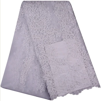 

White African Lace Fabric 2018 Embroidered Nigerian Laces Fabric Bridal High Quality French Tulle Lace Fabric For Women 936B