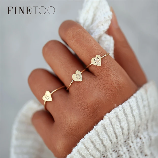 925 Sterling Silver Letter Ring | Silver 925 A-z Letter | Cocktail Opening  Ring | Jewelry - Rings - Aliexpress