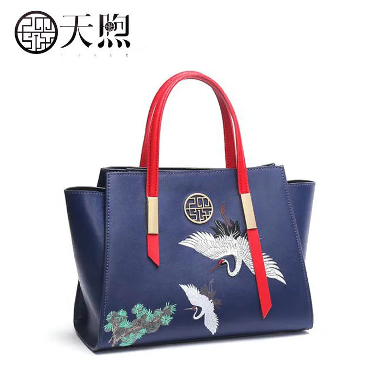 2019 new fashion embroidered temperament handbag leather shoulder bag handbag bag