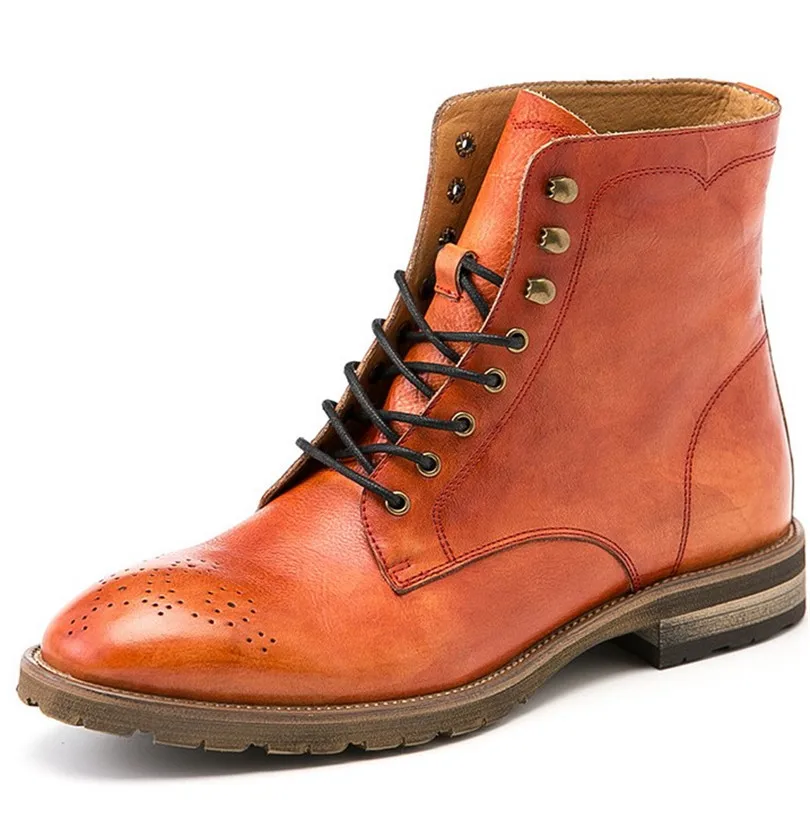 

The new M Bullock British style retro handmade leather high-top boots Martin boots carved SUB590