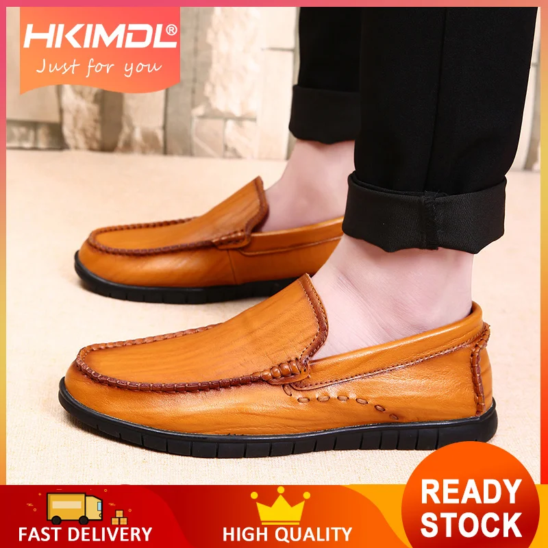 

HKIMDI 2019 Men's Driving Shoes 2019 Men Genuine Leather Loafers Shoes Fashion Handmade Soft Breathable Moccasins Slip On