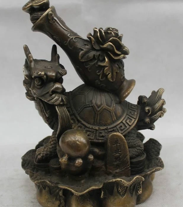 9 &quotКитайский фэн-шуй Бронзовая счастливая ваза цветок Дракон богатства