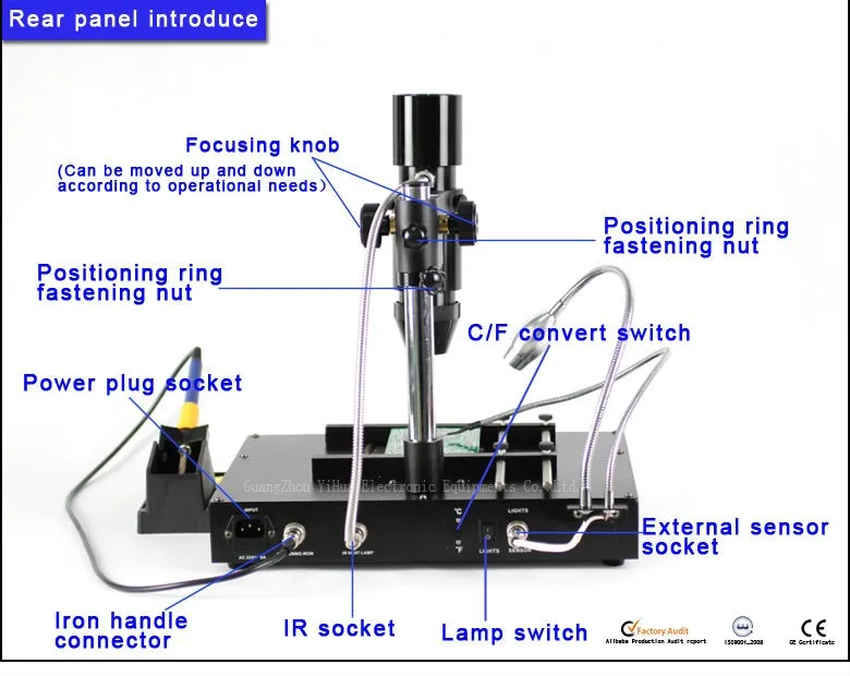 YIHUA 1000A IRDA Инфракрасная паяльная машина bga, паяльная станция BGA SMD, паяльная станция