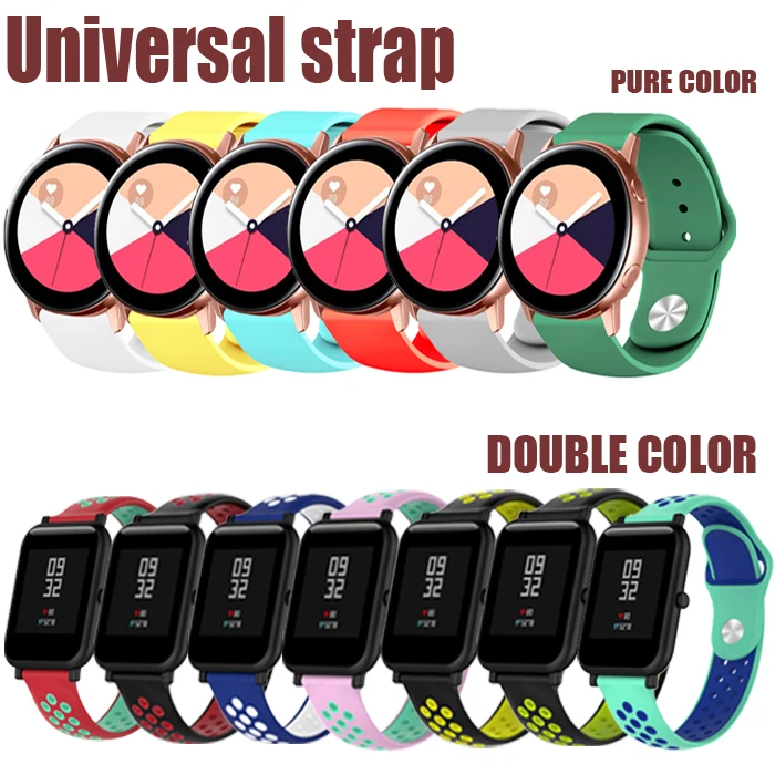 18 мм/20 мм/22 мм Универсальный ремешок для наручных часов для samsung Galaxy/gear s3/Amazfit Bip huawei/Withings/замена силиконовый ремешок Wristban