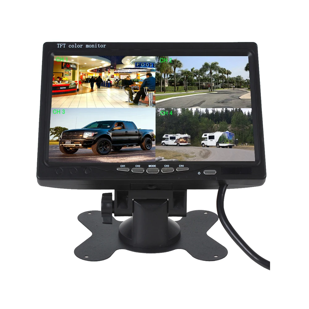 Podofo-7-Inch-4-Split-Screen-Car-Monitor-4-Channels-TFT-LCD-Display-DC-12V-for (9988)