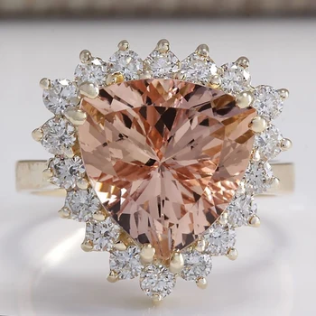 

European Chic Champagne Triangle Crystal Princess Rings 2019 Fashion Wedding Rings with Stone Women Party Jewelry Anel Feminino