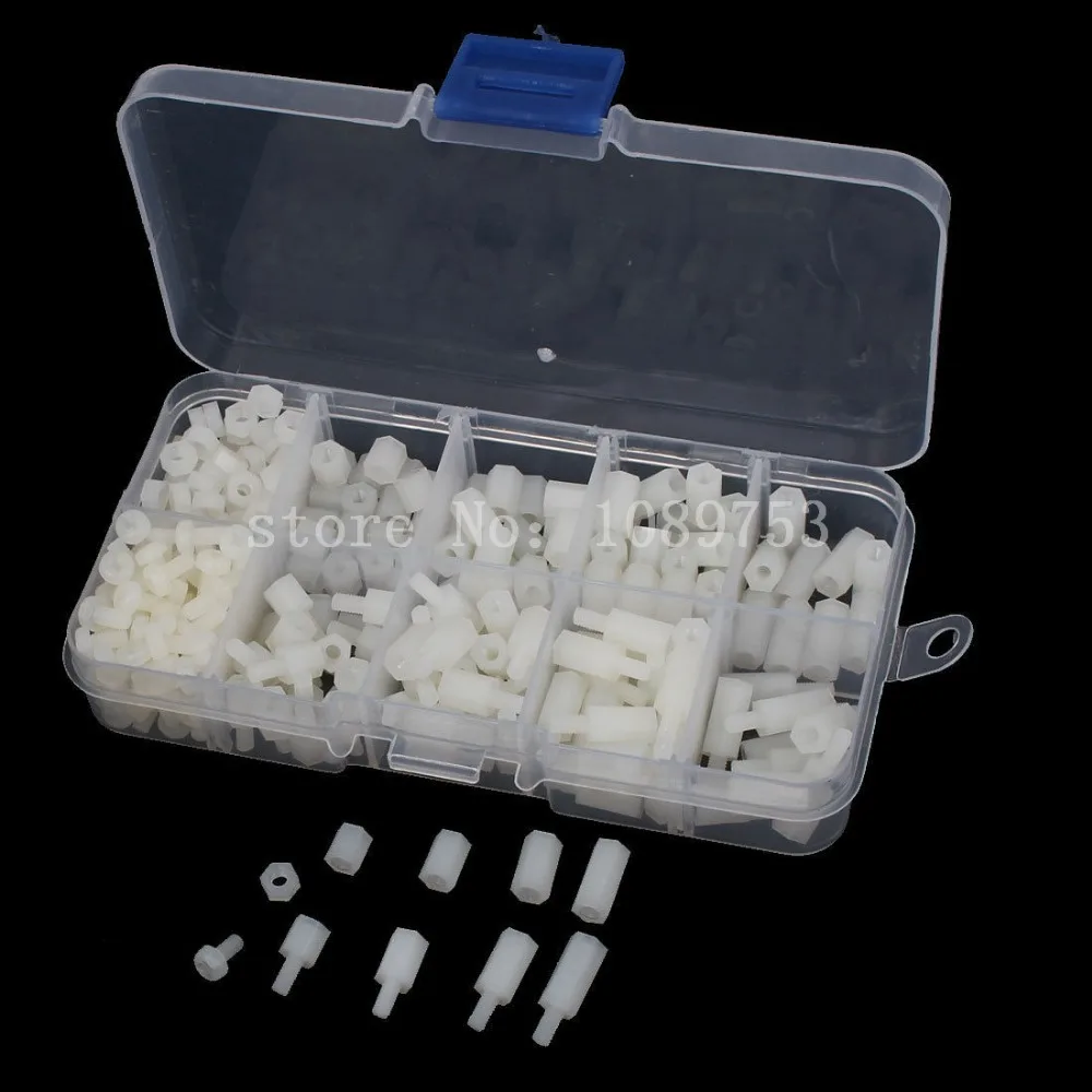 White Nylon M3 Hex Column Standoff Support Spacer Screw Nut 300 in 1_