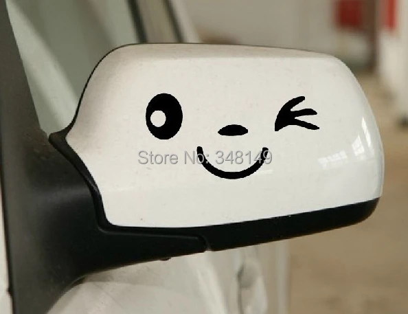 

Aliauto 2 x Car RearView Mirror Stickers And Decal Funny Smile Car styling for Chevrolet Cruze Toyota Lada volkswagen Skoda Kia
