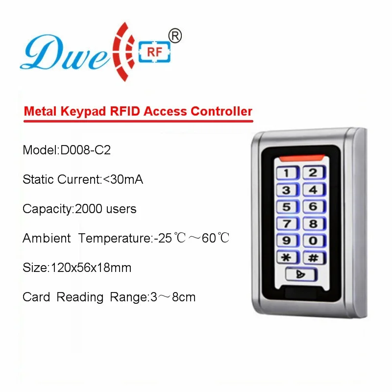 DWE CC RF Access Control Kits Metal Rfid Access Controller Keypad Waterproof 125khz Door Electronic Lock D008-C2
