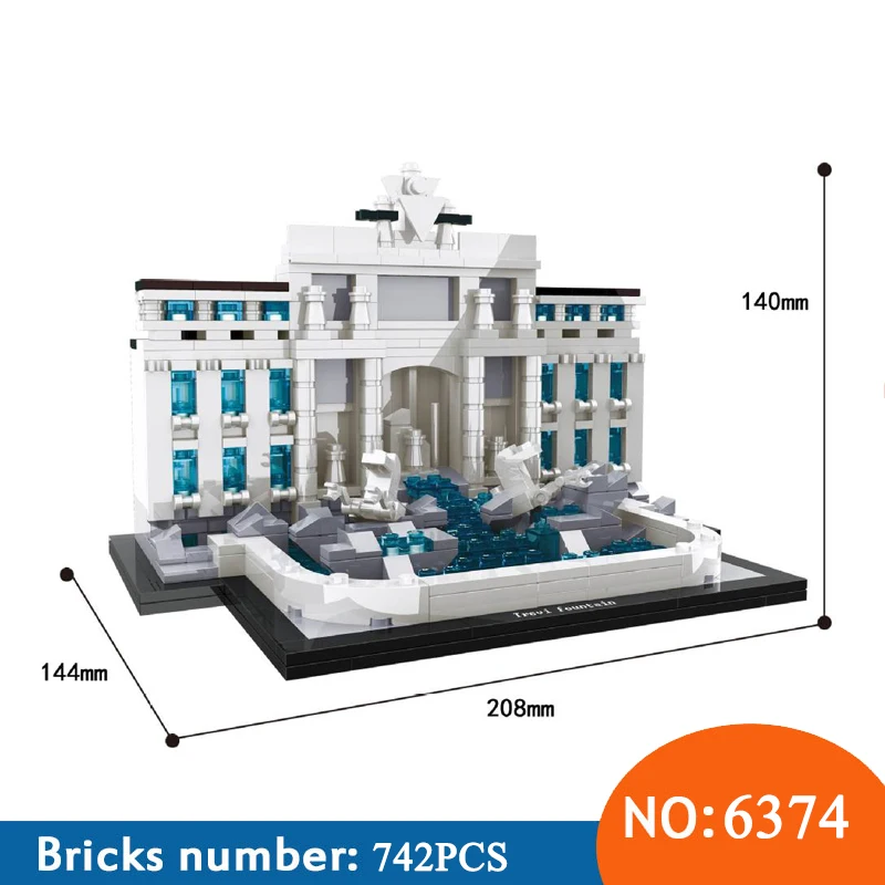 6374 всемирно известный Культурный Архитектура строительные блоки фонтан Треви Рим мини-город кирпичи развивающие игрушки для детей