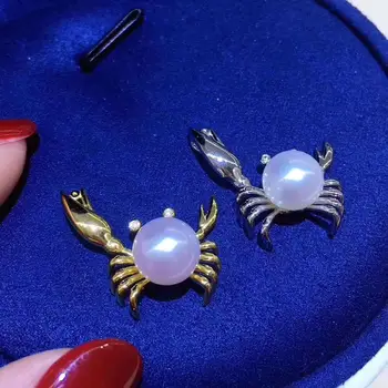 

New Crab 925 Sterling Silver Pendant Component Findings Set Women's Parts for Oyster Edison Pearl Coral Jade Beads Stones
