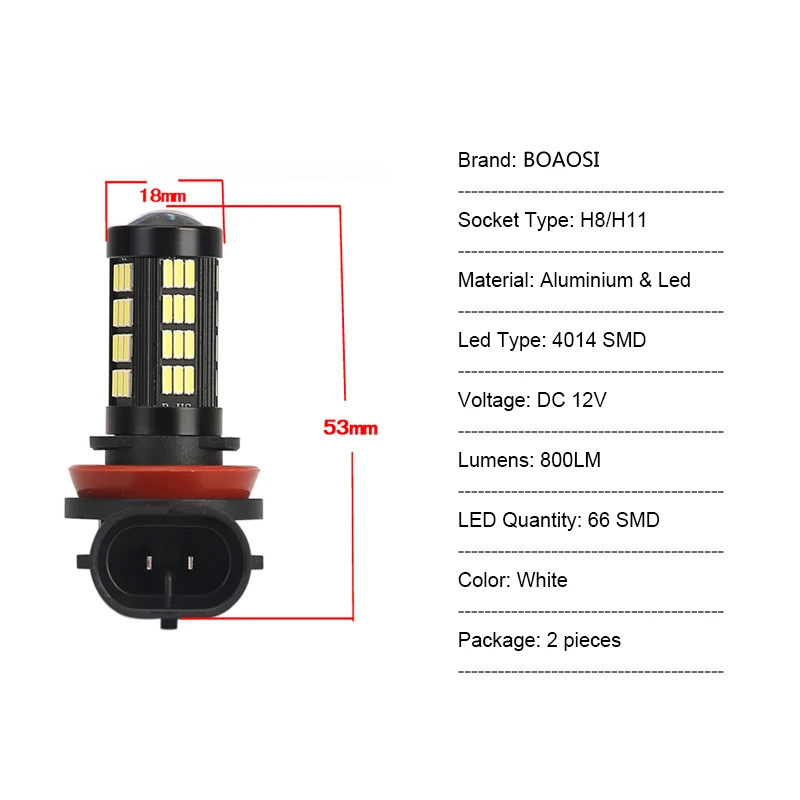 BOAOSI 2x Led H8 H11 автомобильный противотуманный светильник для Toyota Prius Camry 2007- Corolla 2011