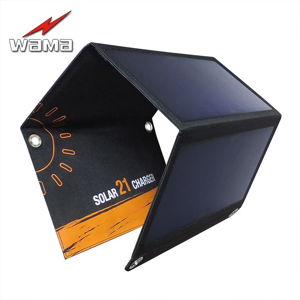 1x Wama 21W PET зарядное устройство с солнечными панелями для мобильных телефонов 18650