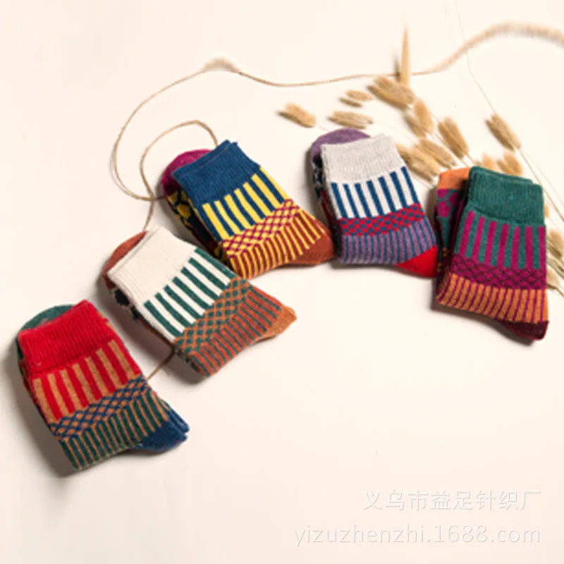 

Autumn winter Thick Warm Stripe Wool Socks Casual Soft Calcetines Hombre Business women Socks thickening christmas socks