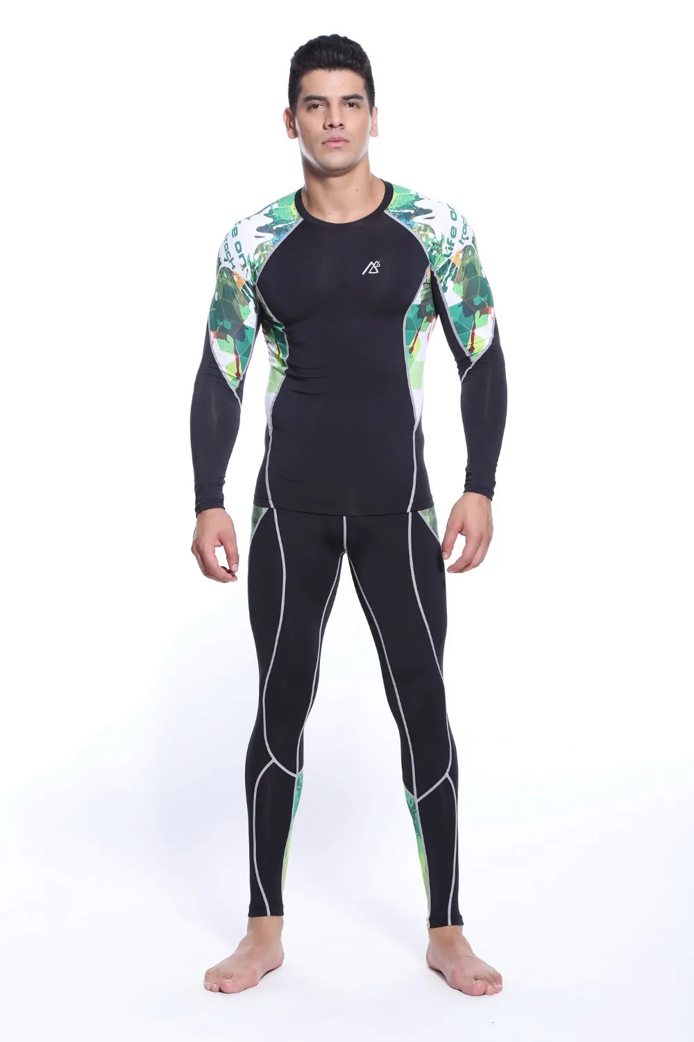 

british style compression cycling base layer sets suits for men tshirt long sleeve+pants tights size s-4xl