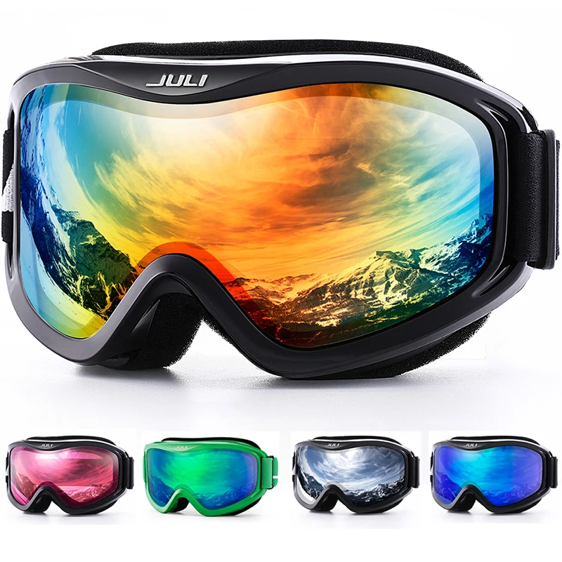  Ski GogglesSnow Sports Snowboard Over Glasses Goggles with Anti-fog UV Protection Double Lens for M