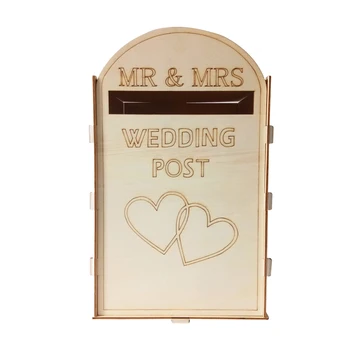 

1pc Wedding Post Box Rustic Creative Wooden Mailbox Post Box Gift Card Holder Ornaments Wedding Party Supplies Craft