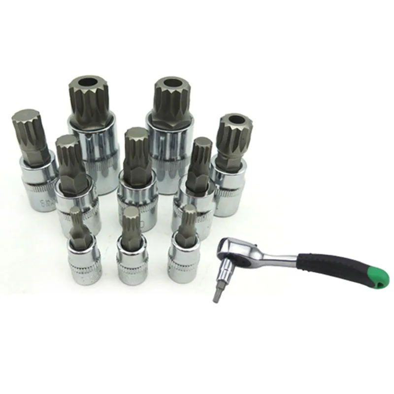 10 шт. шестигранный свинец гаечный ключ Набор Тройной квадрат Сплайн Бит Набор торцевых головок для с защитой от несанкционированного