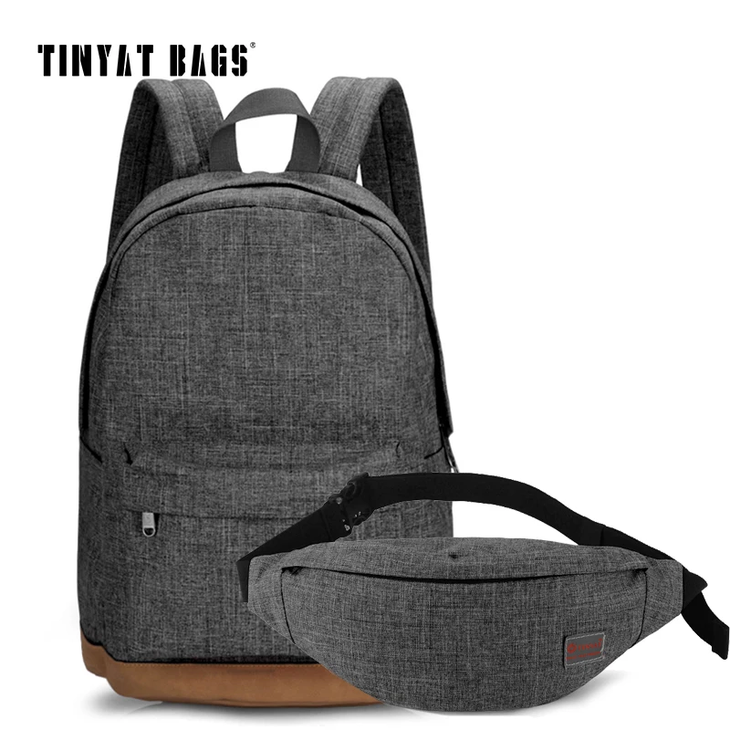 Pаспродажа TINYAT, мужской холщовый рюкзак, школьный, Повседневный, рюкзак для ноутбука, серый, композиция, сумки для отдыха, мужской пояс, сумка через плеч...