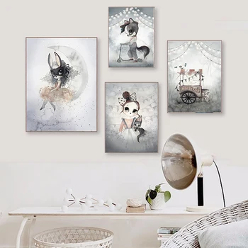 

Simple Nordic Cartoon Rabbit Quote Poster Canvas Painting Wall Art Prints New Style Pictures Baby Kids Decoration Living Room
