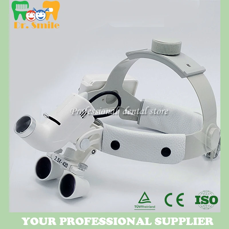 2.5 x Dental Loupes with Head Light Lamp Head wear surgical loupes with