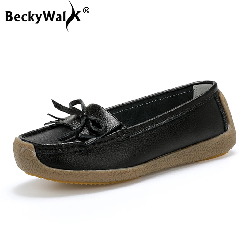 

Women Real Leather Flats Shoes Woman Fringes Bowtie Peas Shoes Spring Summer Driving Loafers Slip On Shoes Women's Flats WSH3213