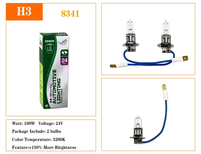 XENCN H1 H3 H4 H7 24V 3200K прозрачная серия внедорожных стандартных фар для грузовиков, автомобильные лампы,, новинка, 2 шт