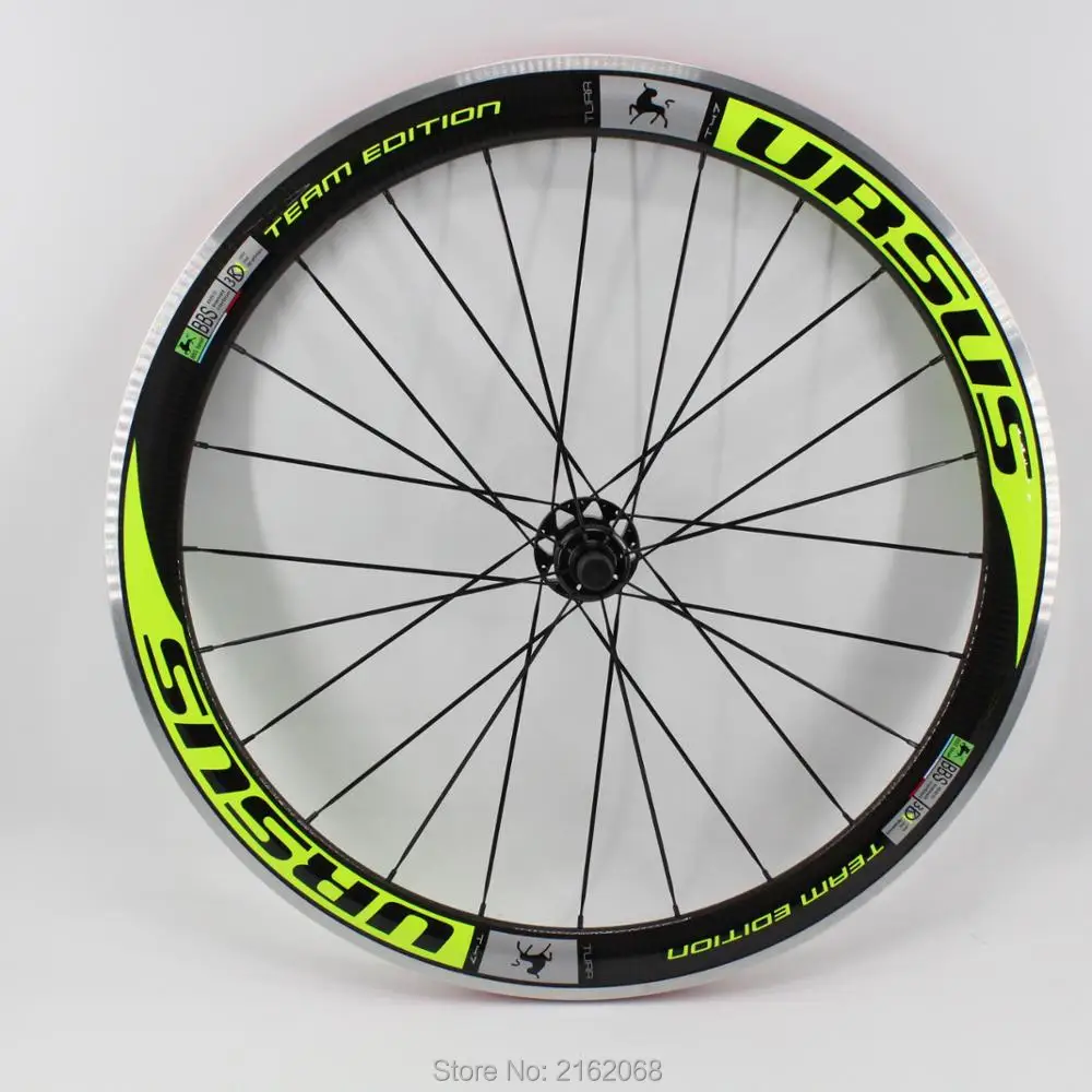 Flash Deal Brand New green color 700C Racing Road bike 50mm clincher rims bicycle 3K carbon wheelset with alloy brake surface Free shipping 1