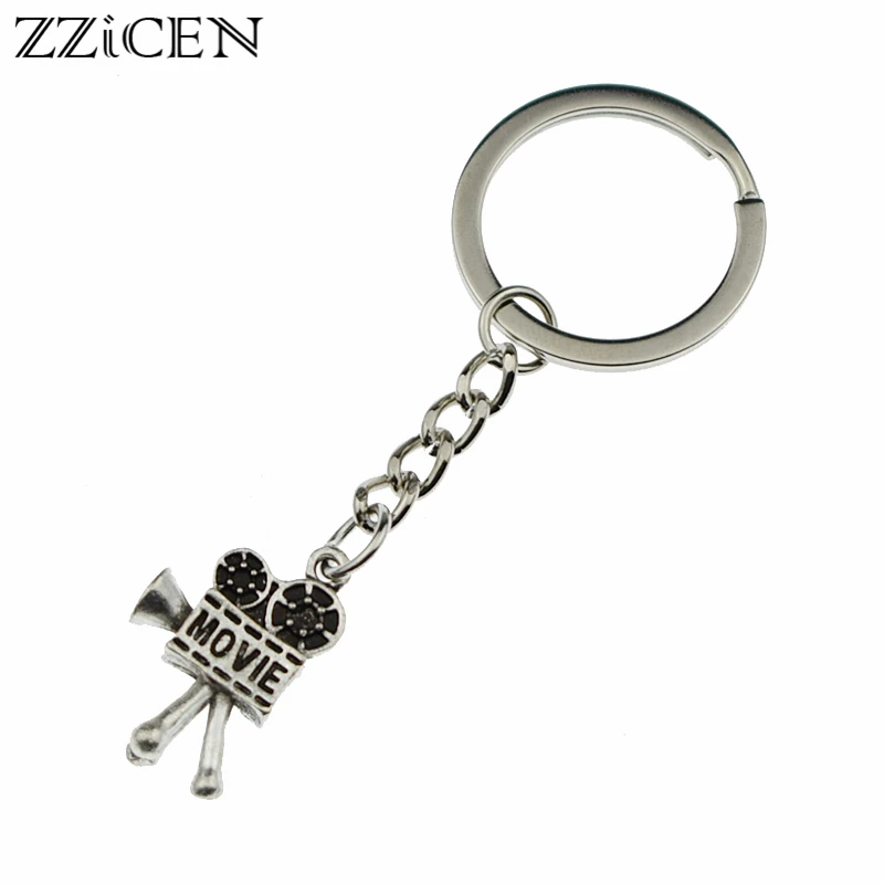 

Fashion Antique Silver Plated Camera Vintage Movie Projector Pendant Key Ring Holder Metal Key Chain Keychain Creative Jewelry