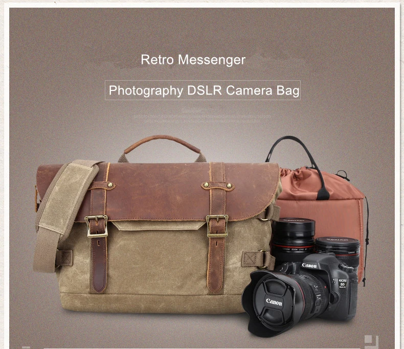 Ретро водонепроницаемая сумка для камеры, кожаная сумка для фотосъемки, одиночная посылка для цифровой камеры DSLR, винтажная Водонепроницаемая Брезентовая сумка Batik Massenger
