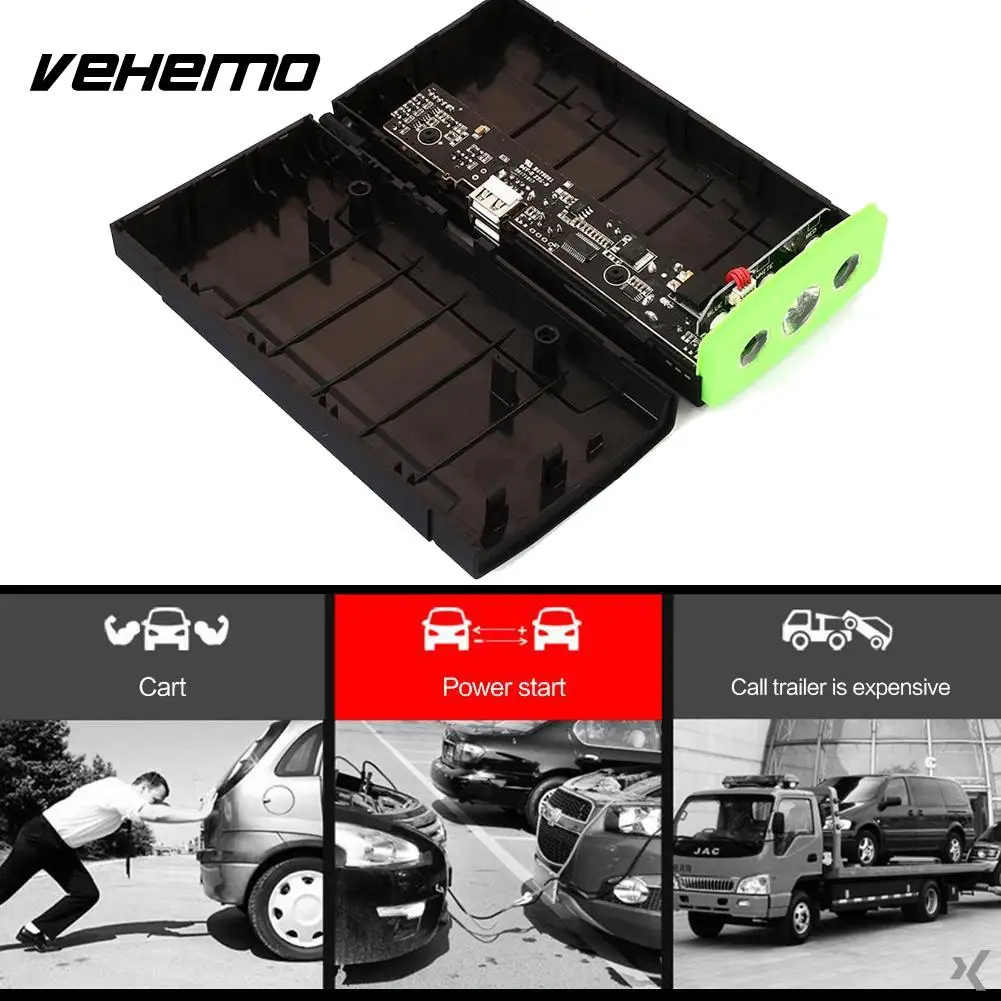 

Vehemo 12V Car Jump Starter Kit Car Power Kit Universal Jump Starter Kit Charger Booster Emergency No Battery