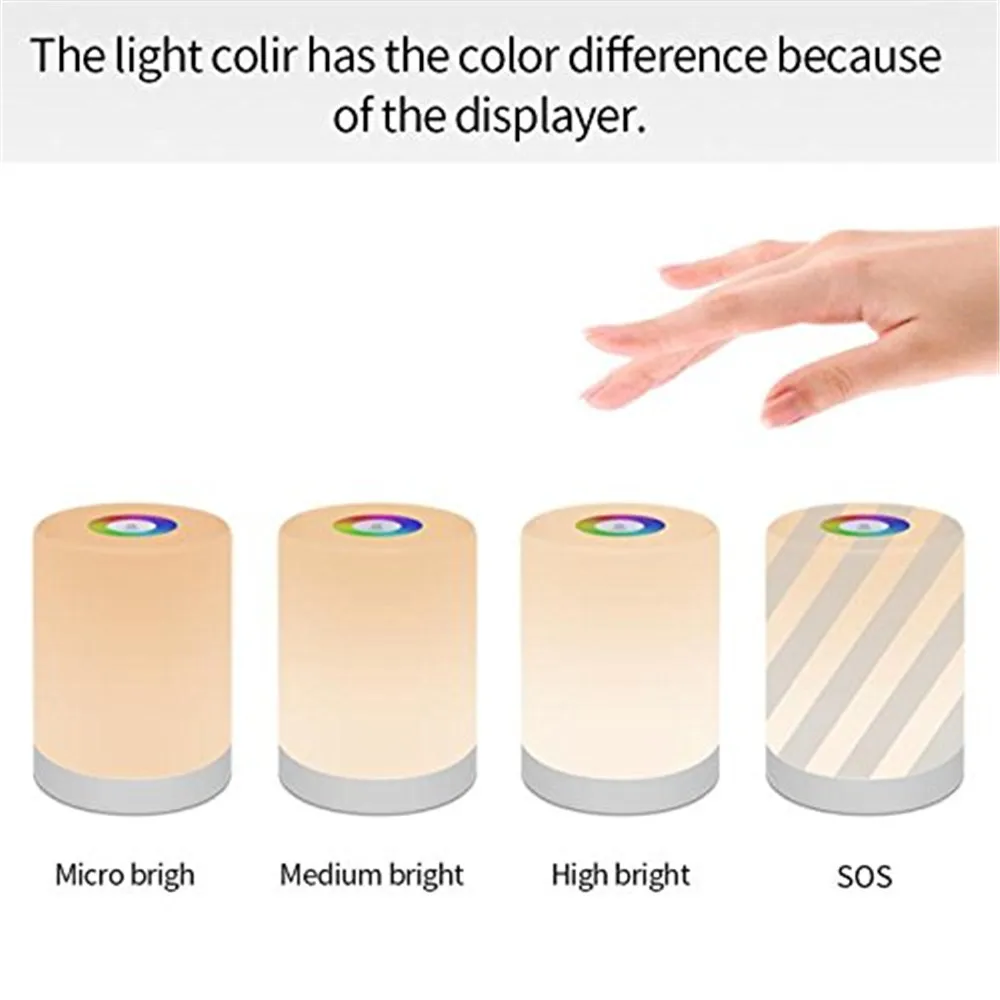 LED ضوء الليل مع التحكم باللمس قابلة للشحن الذكية منضدة عكس الضوء ليلة مصباح RGB اللون تغيير وسائط للأطفال غرفة المنزل