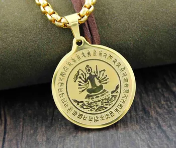 

Stainless Steel buddhism Thousand Hand Kwan-Yin Bodhisattva Pendant Necklace