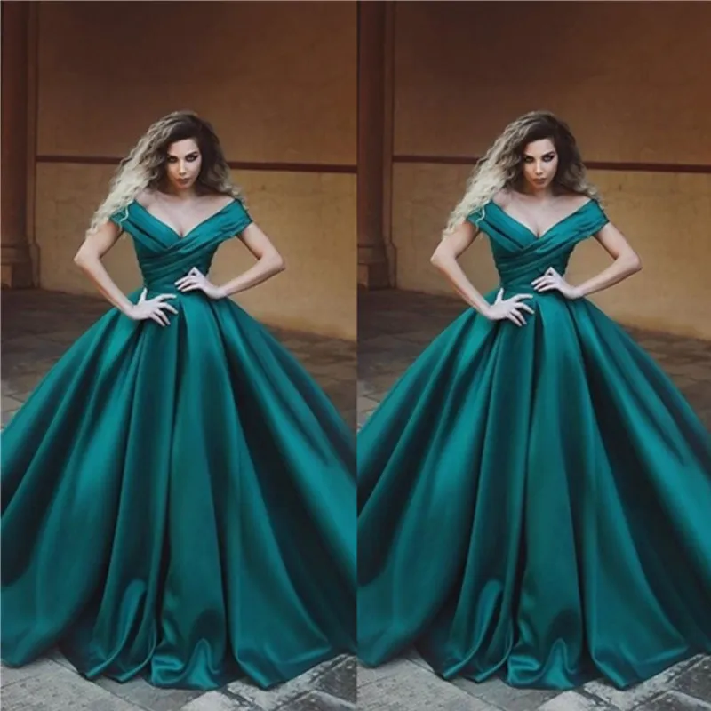 

Ink Blue Dubai Women Long Evening Dress 2019 Elegant Off the Shoulder Ball Gown Custom Make Plus Size Formal Dresses