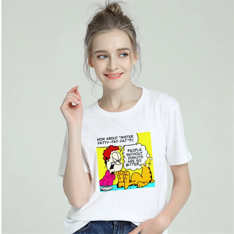 

2019 Summer Cotton Harajuku Aesthetics Tshirt Women Funny Donut Comic Short Sleeve Tops & Tees Fashion Casual Couple T Shirt